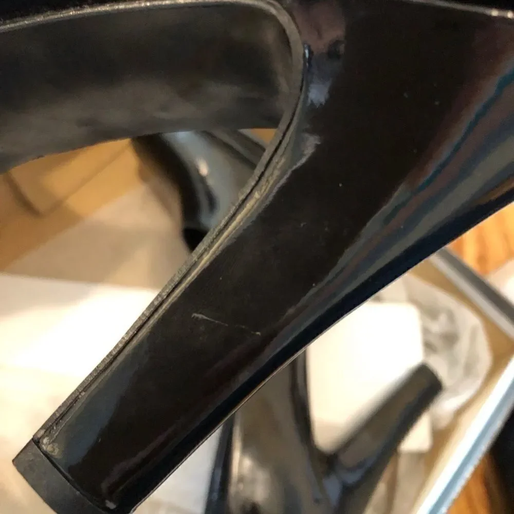Black patent leather shiny platform heels shoes 9 NEW NIB NWT rockabilly pinup
